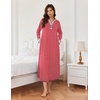 Ekouaer Nightgowns for Women Long Sleeve Winter Night Gown with Pockets | Long Nightgown Plus Size Lounge Dress Button Down Sleepshirts V Neck Night Shirt Warm Sleepwear Full Length Loungewear(Red Stripe)