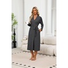 Ekouaer Robes for Women Long Lightweight Bathrobe Soft Knit Bath Robe with Pockets(Dark Heather Gray)