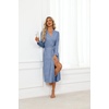 Ekouaer Robes for Women Long Lightweight Bathrobe Soft Knit Bath Robe with Pockets(Light Blue)