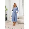 Ekouaer Robes for Women Long Lightweight Bathrobe Soft Knit Bath Robe with Pockets(Light Blue)