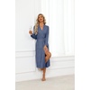 Ekouaer Robes for Women Long Lightweight Bathrobe Soft Knit Bath Robe with Pockets(Navy Blue)