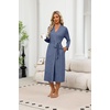 Ekouaer Robes for Women Long Lightweight Bathrobe Soft Knit Bath Robe with Pockets(Navy Blue)