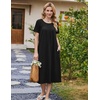 Ekouaer Women’s House Dress with Pockets Long Nightgowns for Women House Dress Pleated Front Moo Moos for Women(Black)