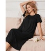 Ekouaer Women’s House Dress with Pockets Long Nightgowns for Women House Dress Pleated Front Moo Moos for Women(Black)
