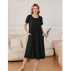 Ekouaer Women’s House Dress with Pockets Long Nightgowns for Women House Dress Pleated Front Moo Moos for Women(Black)