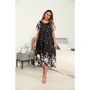 Ekouaer Women’s House Dress with Pockets Long Nightgowns for Women House Dress Pleated Front Moo Moos for Women(Black Flower)