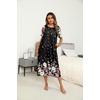 Ekouaer Women’s House Dress with Pockets Long Nightgowns for Women House Dress Pleated Front Moo Moos for Women(Black Flower)