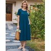 Ekouaer Women’s House Dress with Pockets Long Nightgowns for Women House Dress Pleated Front Moo Moos for Women(Blue Green)