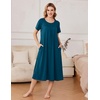 Ekouaer Women’s House Dress with Pockets Long Nightgowns for Women House Dress Pleated Front Moo Moos for Women(Blue Green)