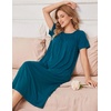Ekouaer Women’s House Dress with Pockets Long Nightgowns for Women House Dress Pleated Front Moo Moos for Women(Blue Green)