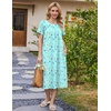 Ekouaer Women’s House Dress with Pockets Long Nightgowns for Women House Dress Pleated Front Moo Moos for Women(Blue Khaki Floral)