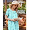 Ekouaer Women’s House Dress with Pockets Long Nightgowns for Women House Dress Pleated Front Moo Moos for Women(Blue Khaki Floral)