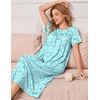 Ekouaer Women’s House Dress with Pockets Long Nightgowns for Women House Dress Pleated Front Moo Moos for Women(Blue Khaki Floral)