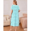 Ekouaer Women’s House Dress with Pockets Long Nightgowns for Women House Dress Pleated Front Moo Moos for Women(Blue Khaki Floral)