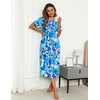 Ekouaer Women’s House Dress with Pockets Long Nightgowns for Women House Dress Pleated Front Moo Moos for Women(Blue Tie-dye Flowers)