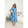 Ekouaer Women’s House Dress with Pockets Long Nightgowns for Women House Dress Pleated Front Moo Moos for Women(Blue Tie-dye Flowers)