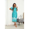 Ekouaer Women’s House Dress with Pockets Long Nightgowns for Women House Dress Pleated Front Moo Moos for Women(Floral Green)