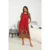 Ekouaer Women’s House Dress with Pockets Long Nightgowns for Women House Dress Pleated Front Moo Moos for Women(Floral Red)