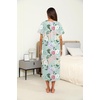 Ekouaer Women’s House Dress with Pockets Long Nightgowns for Women House Dress Pleated Front Moo Moos for Women(Green Pink Flower)