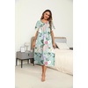 Ekouaer Women’s House Dress with Pockets Long Nightgowns for Women House Dress Pleated Front Moo Moos for Women(Green Pink Flower)