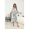 Ekouaer Women’s House Dress with Pockets Long Nightgowns for Women House Dress Pleated Front Moo Moos for Women(Green Pink Flower)