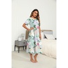 Ekouaer Women’s House Dress with Pockets Long Nightgowns for Women House Dress Pleated Front Moo Moos for Women(Green Pink Flower)
