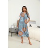 Ekouaer Women’s House Dress with Pockets Long Nightgowns for Women House Dress Pleated Front Moo Moos for Women(Light Blue Mandala)