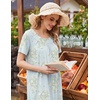 Ekouaer Women’s House Dress with Pockets Long Nightgowns for Women House Dress Pleated Front Moo Moos for Women(Light Green Daisy)