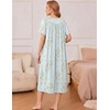 Ekouaer Women’s House Dress with Pockets Long Nightgowns for Women House Dress Pleated Front Moo Moos for Women(Light Green Daisy)