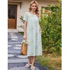 Ekouaer Women’s House Dress with Pockets Long Nightgowns for Women House Dress Pleated Front Moo Moos for Women(Light Green Daisy)
