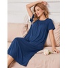 Ekouaer Women’s House Dress with Pockets Long Nightgowns for Women House Dress Pleated Front Moo Moos for Women(Navy Blue)