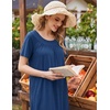Ekouaer Women’s House Dress with Pockets Long Nightgowns for Women House Dress Pleated Front Moo Moos for Women(Navy Blue)