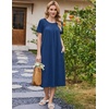 Ekouaer Women’s House Dress with Pockets Long Nightgowns for Women House Dress Pleated Front Moo Moos for Women(Navy Blue)