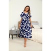 Ekouaer Women’s House Dress with Pockets Long Nightgowns for Women House Dress Pleated Front Moo Moos for Women(Navy Flower)