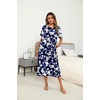 Ekouaer Women’s House Dress with Pockets Long Nightgowns for Women House Dress Pleated Front Moo Moos for Women(Navy Flower)