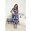 Ekouaer Women’s House Dress with Pockets Long Nightgowns for Women House Dress Pleated Front Moo Moos for Women(Navy Flower)