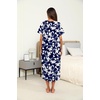 Ekouaer Women’s House Dress with Pockets Long Nightgowns for Women House Dress Pleated Front Moo Moos for Women(Navy Flower)
