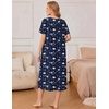Ekouaer Women’s House Dress with Pockets Long Nightgowns for Women House Dress Pleated Front Moo Moos for Women(Navy Khaki Floral)