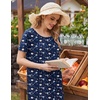 Ekouaer Women’s House Dress with Pockets Long Nightgowns for Women House Dress Pleated Front Moo Moos for Women(Navy Khaki Floral)