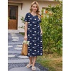 Ekouaer Women’s House Dress with Pockets Long Nightgowns for Women House Dress Pleated Front Moo Moos for Women(Navy Khaki Floral)