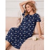 Ekouaer Women’s House Dress with Pockets Long Nightgowns for Women House Dress Pleated Front Moo Moos for Women(Navy Khaki Floral)