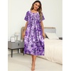 Ekouaer Women’s House Dress with Pockets Long Nightgowns for Women House Dress Pleated Front Moo Moos for Women(Purple Tie-dye Flowers)