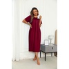 Ekouaer Women’s House Dress with Pockets Long Nightgowns for Women House Dress Pleated Front Moo Moos for Women(Wine Red)
