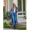Ekouaer Womens Robes Long Bathrobe Ribbed Knit Kimono Robe Soft Sleepwear | Lightweight Robes with Pockets，Casual Ladies Loungewear, Long Sleeves, Mid-calf Length(Blue)