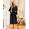 Ekouaer Womens Robes Long Bathrobe Ribbed Knit Kimono Robe Soft Sleepwear | Lightweight Robes with Pockets，Casual Ladies Loungewear, Long Sleeves, Mid-calf Length(Black)