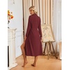 Ekouaer Womens Robes Long Bathrobe Ribbed Knit Kimono Robe Soft Sleepwear | Lightweight Robes with Pockets，Casual Ladies Loungewear, Long Sleeves, Mid-calf Length(Red)