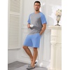 Ekouaer Mens Pajamas Set Bamboo Viscose Short Sleeve Pjs Sets | Soft Moisture Wicking Lightweight, Summer Button Fly Sleepwear with Pockets for lounging at home Running Reading(Light Blue Grey)