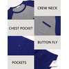 Ekouaer Mens Pajamas Set Bamboo Viscose Short Sleeve Pjs Sets | Soft Moisture Wicking Lightweight, Summer Button Fly Sleepwear with Pockets for lounging at home Running Reading(Navy Grey)