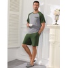 Ekouaer Mens Pajamas Set Bamboo Viscose Short Sleeve Pjs Sets | Soft Moisture Wicking Lightweight, Summer Button Fly Sleepwear with Pockets for lounging at home Running Reading(Green Grey)