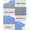 Ekouaer Mens Pajamas Set Bamboo Viscose Short Sleeve Pjs Sets | Soft Moisture Wicking Lightweight, Summer Button Fly Sleepwear with Pockets for lounging at home Running Reading(Light Blue Grey)